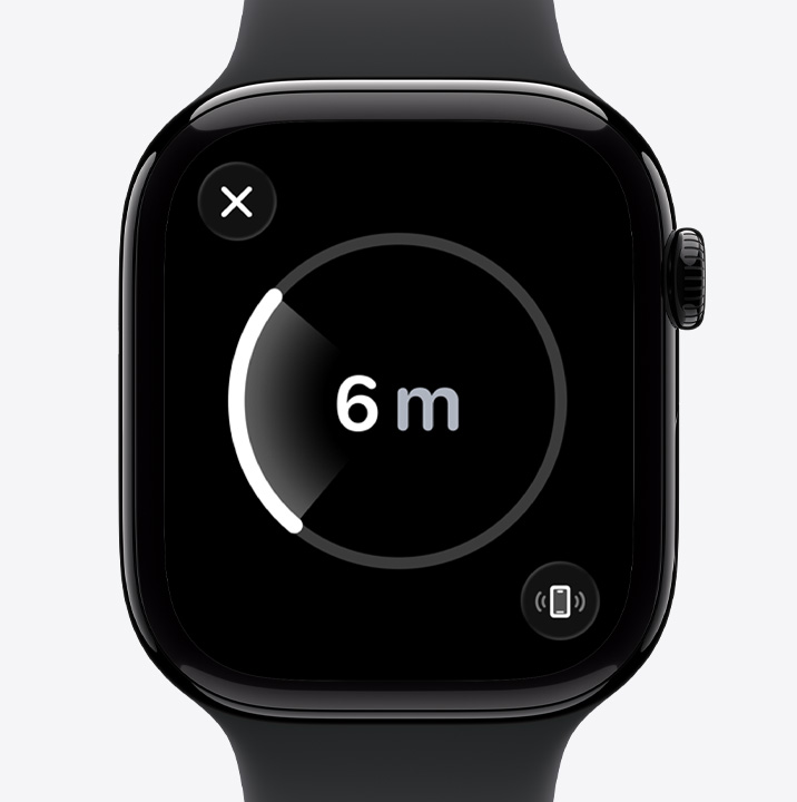 Apple Watch Series 11, boîtier en aluminium, noir de jais poli, écran de Localisation de précision, estimation de la distance du téléphone perdu