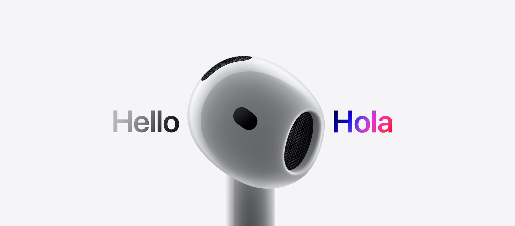 Imagen de unos AirPods traduciendo de un idioma a otro