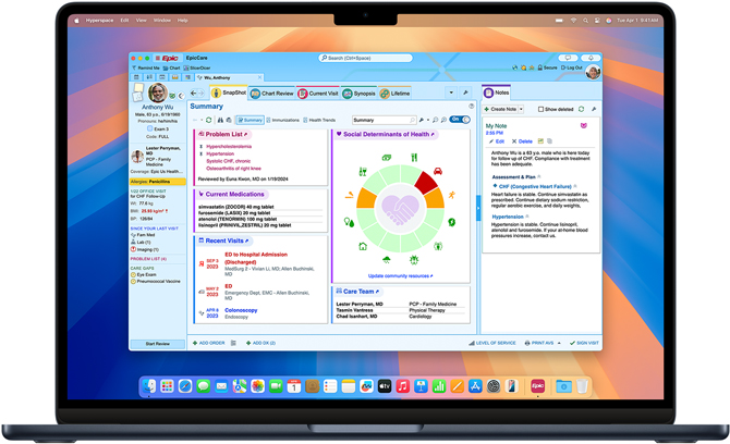 A MacBook Pro displaying Epic MyChart Electronic Health Records.