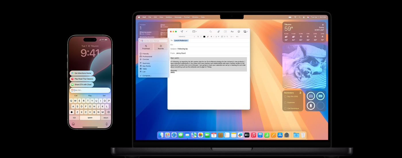 Apple Intelligenceが表示されているiPhoneとMac。