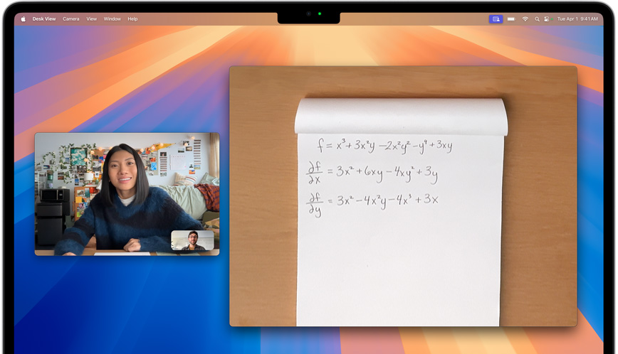 Vaizdo skambutis naudojant darbalaukio rodinio funkciją, kuri rodo naudotojo darbo vietos vaizdą
