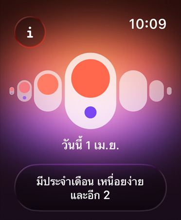 Cycle Tracking page in Health App, calendar indicates menstruation stage, light flow