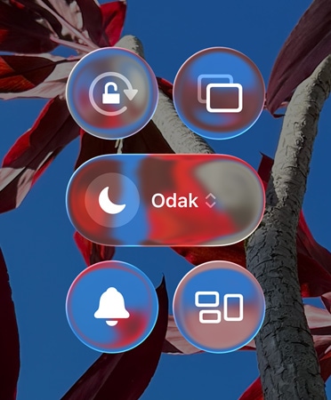 Düşey yön, ekran yansıtma, Odak ve diğer işlevler için yarı saydam denetimler