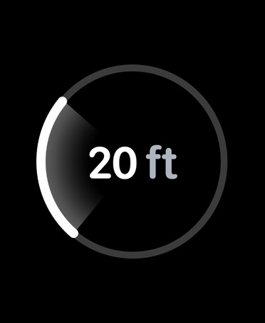 Precision Finding, white progress bar encircles estimated distance to misplaced iPhone