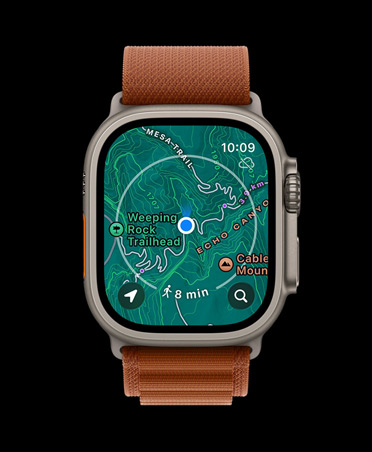 Apple Watch Ultra 3, natural colour, titanium case, offline map, upcoming directions, strap, terracotta Alpine Loop