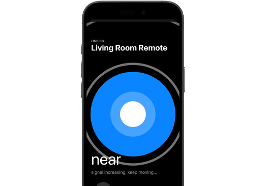 Egy iPhone-t az Apple TV Remote megkeresésére használnak