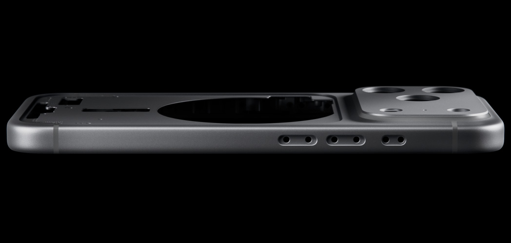 iPhone 17 Pro, pohľad zozadu, jednoliaty kovaný hliníkový dizajn 