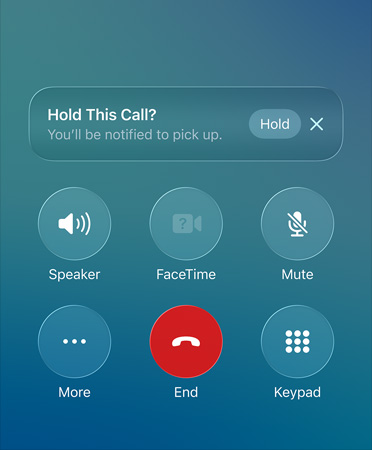 iPhone so zobrazenou funkciou Asistent podržania v akcii