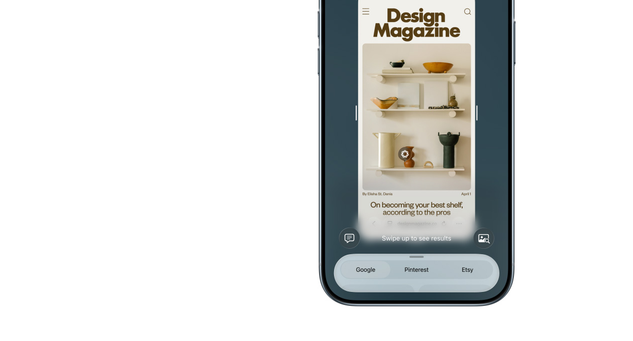 iPhone Air, вид спереду, використання функції «Візуальний інтелект», бічні кнопки