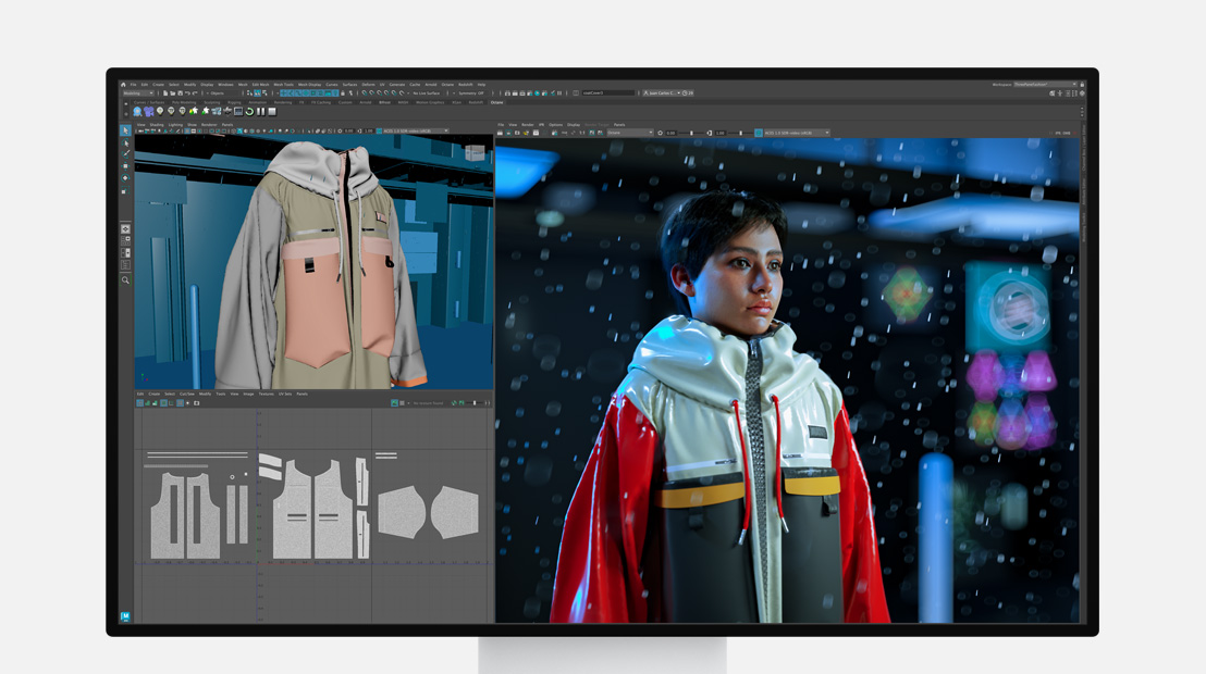 Màn hình Pro Display XDR hiển thị các tác vụ kết xuất 3D