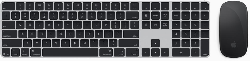 A Magic Keyboard és a Magic Mouse felülnézeti képe