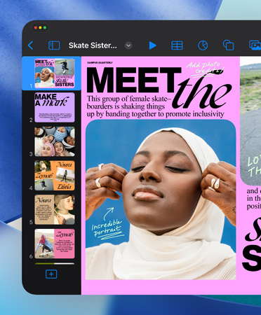 Egy Keynote-ablakban a letisztult, optimalizált vezérlők jelennek meg.