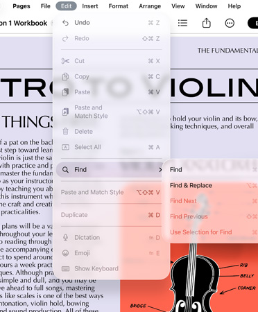 Gros plan de la barre de menus avec des options pour Annuler, Rétablir, Couper, Copier, Coller et plus encore